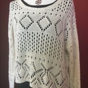 Loose Patterned Knit Overlay Top